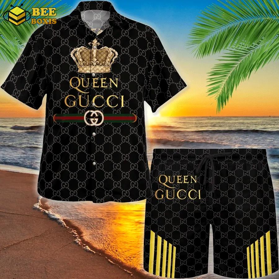 Gucci queen black premium hawaii set luxury brand fashion for men