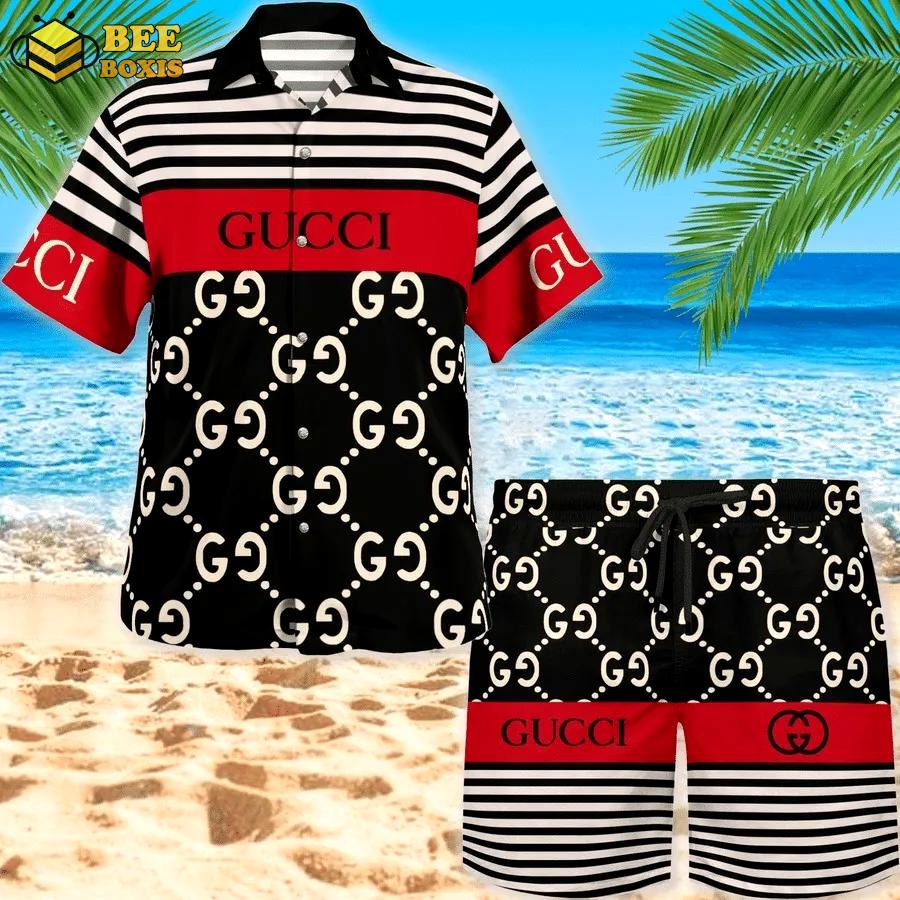 Gucci red black white hawaii set luxury brand fashion for men