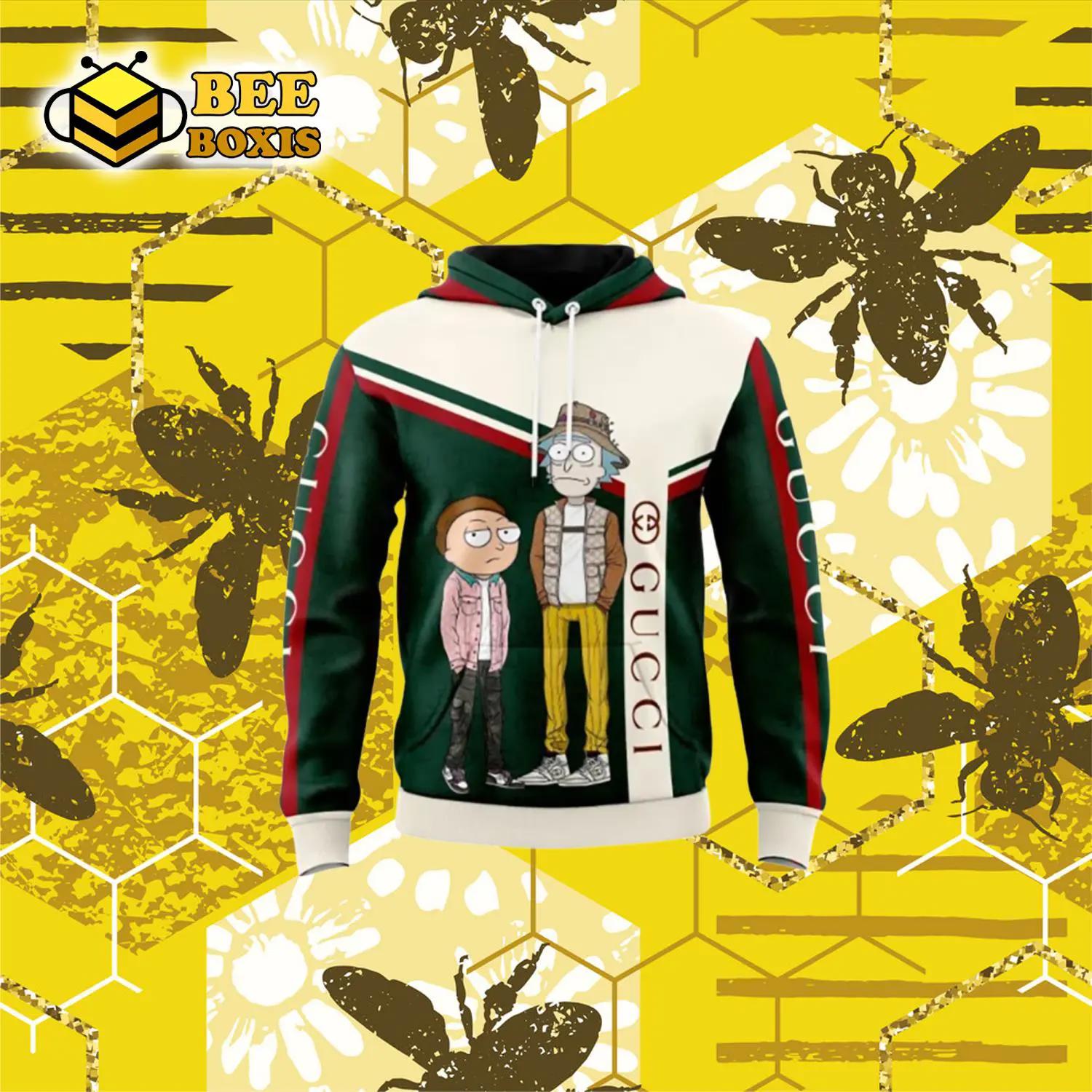 Gucci rick and morty dark green unisex hoodie luxury brand clothing special gift outfit for men women