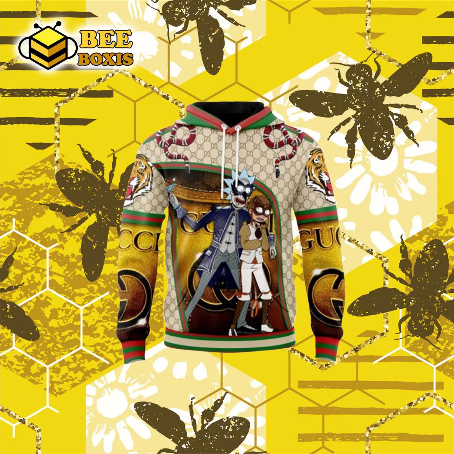 gucci-rick-and-morty-tiger-snake-golden-unisex-hoodie-outfit-for-men