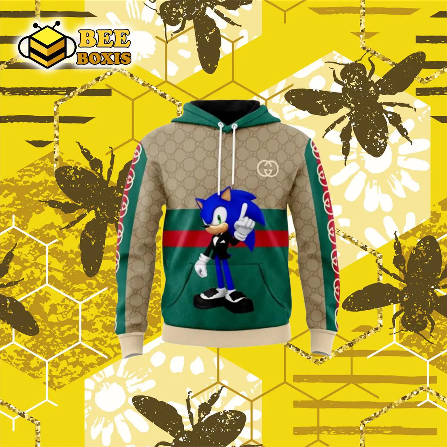 Gucci sonic beige green unisex hoodie outfit for men women luxury brand clothing special gift