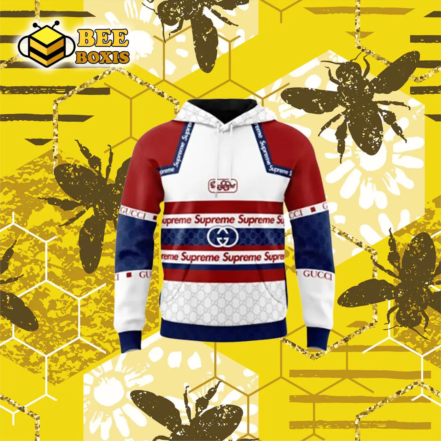 Gucci supreme red blue white unisex hoodie outfit for men women luxury brand clothing