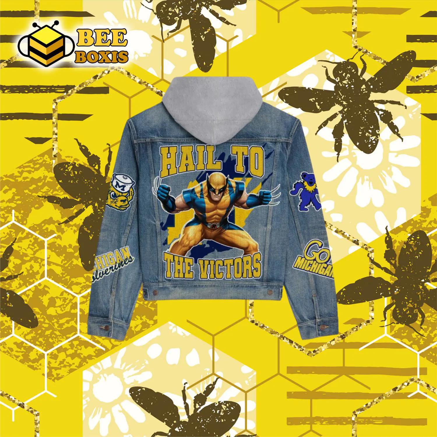 Hall to the victors portrait design hooded denim jacket.png