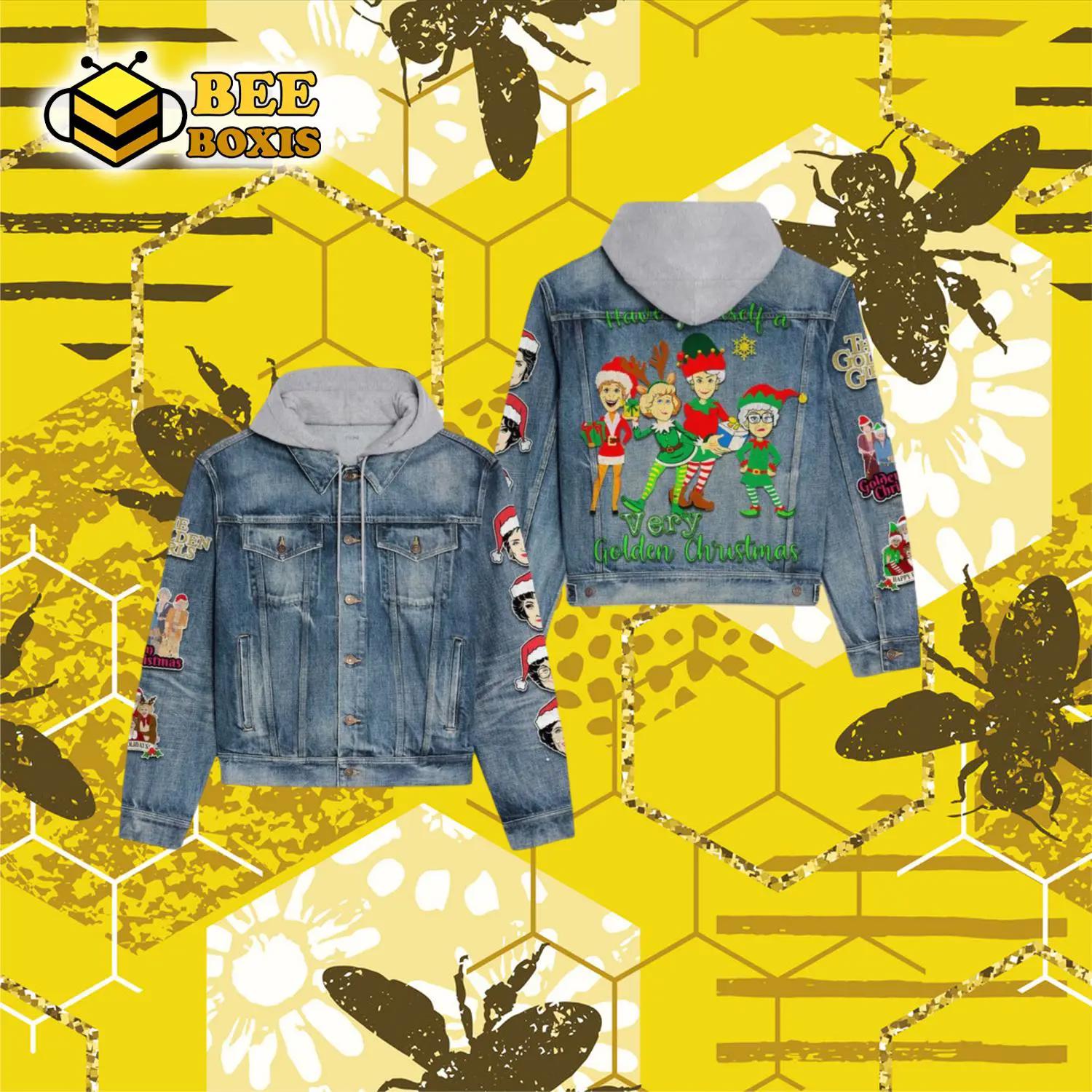 Have yourself a very golden christmas design hooded denim jacket.png