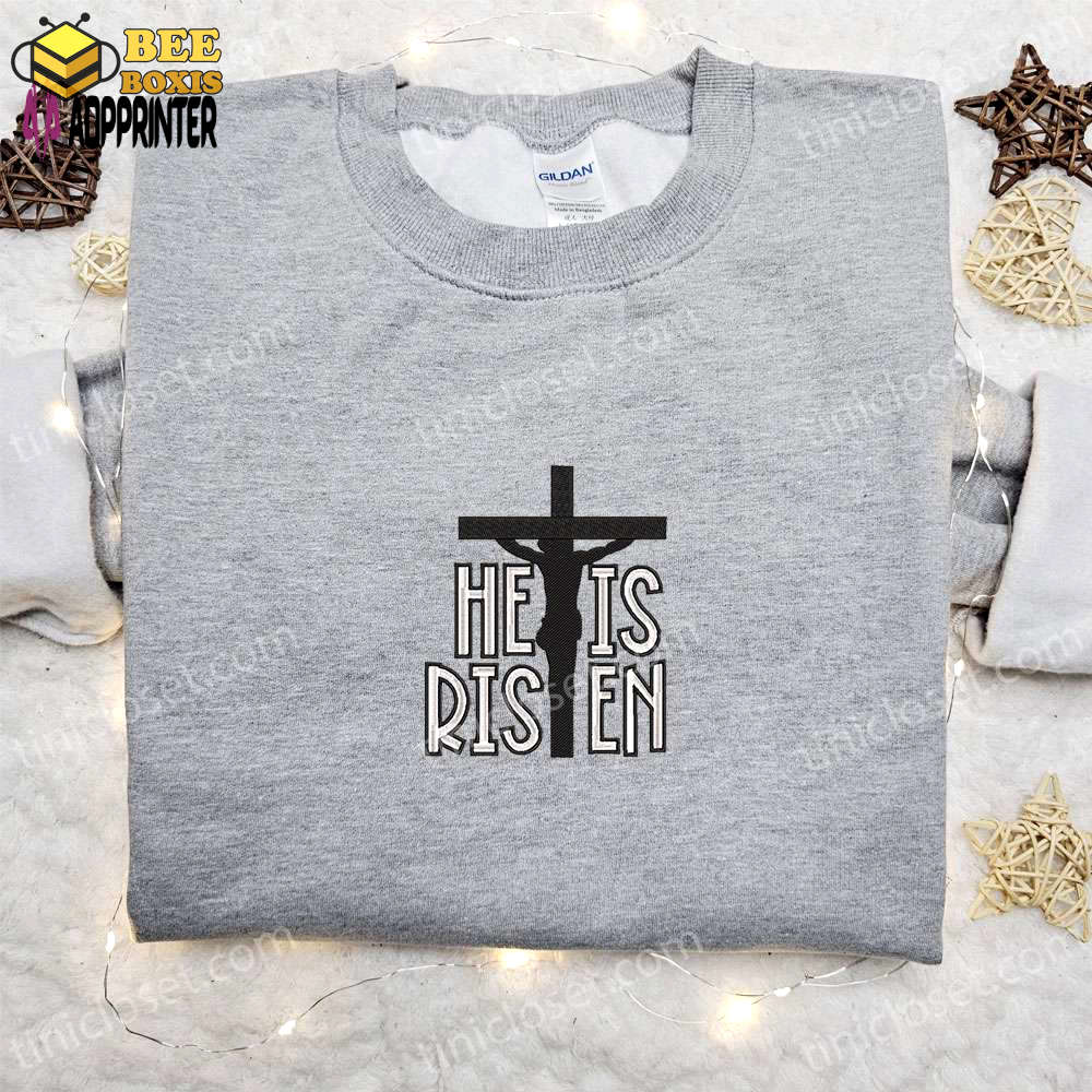 He is risen cross jesus embroidered shirt disney characters hoodie thanksgiving gift ideas