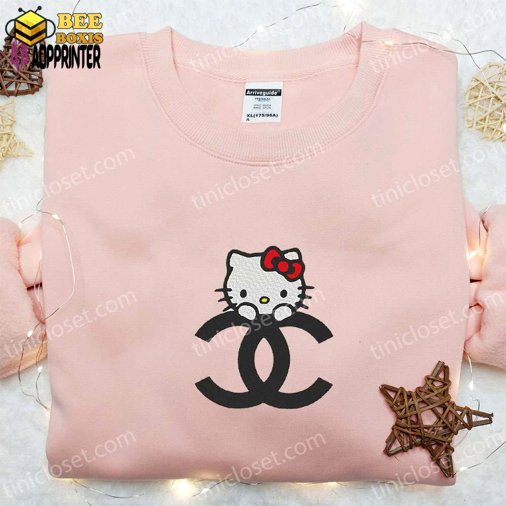 Hello kitty logo embroidered shirt: cute & stylish brand apparel