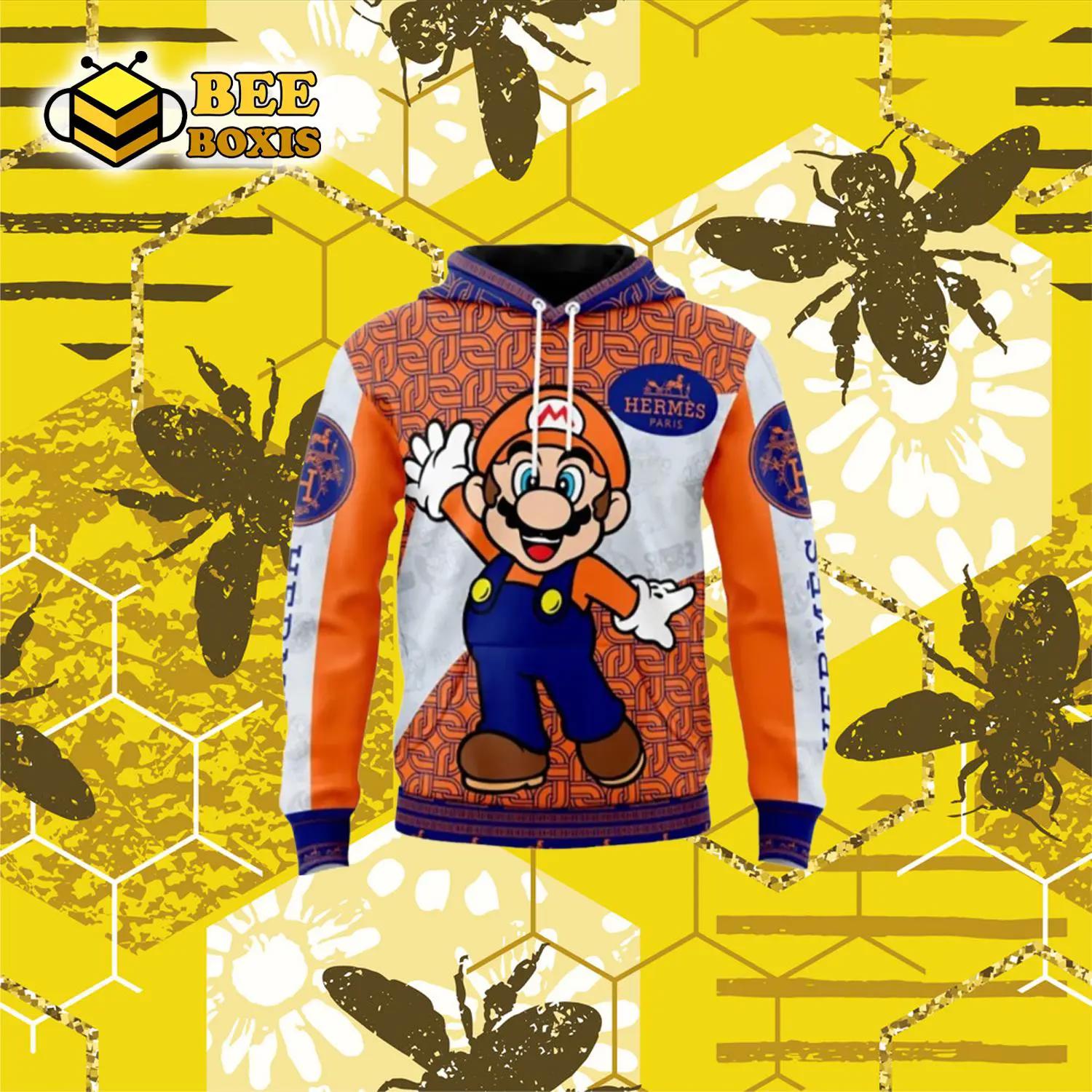 Hermes mario orange unisex hoodie outfit for men women luxury brand clothing special gift