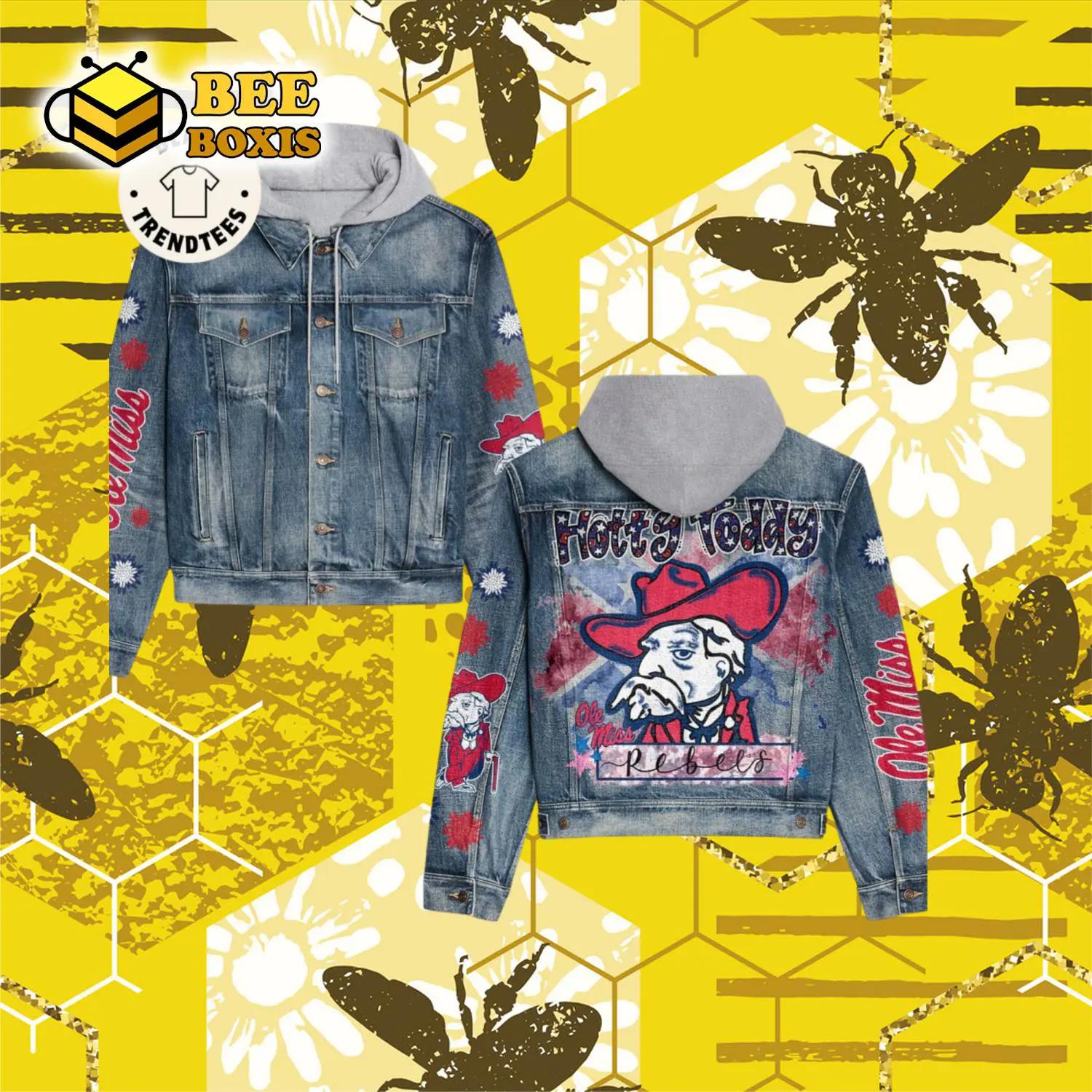 Hotty toddy ole miss rebelf design hooded denim jacket.png