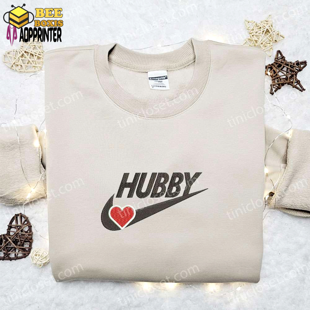 Hubby heart x nike swoosh shirt & valentine embroidered hoodie: best gift for husband