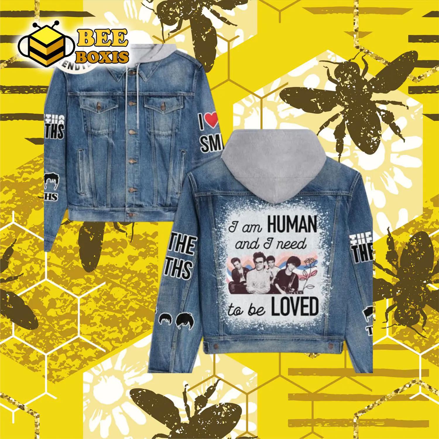 I am human and i need to be loved hooded denim jacket.png