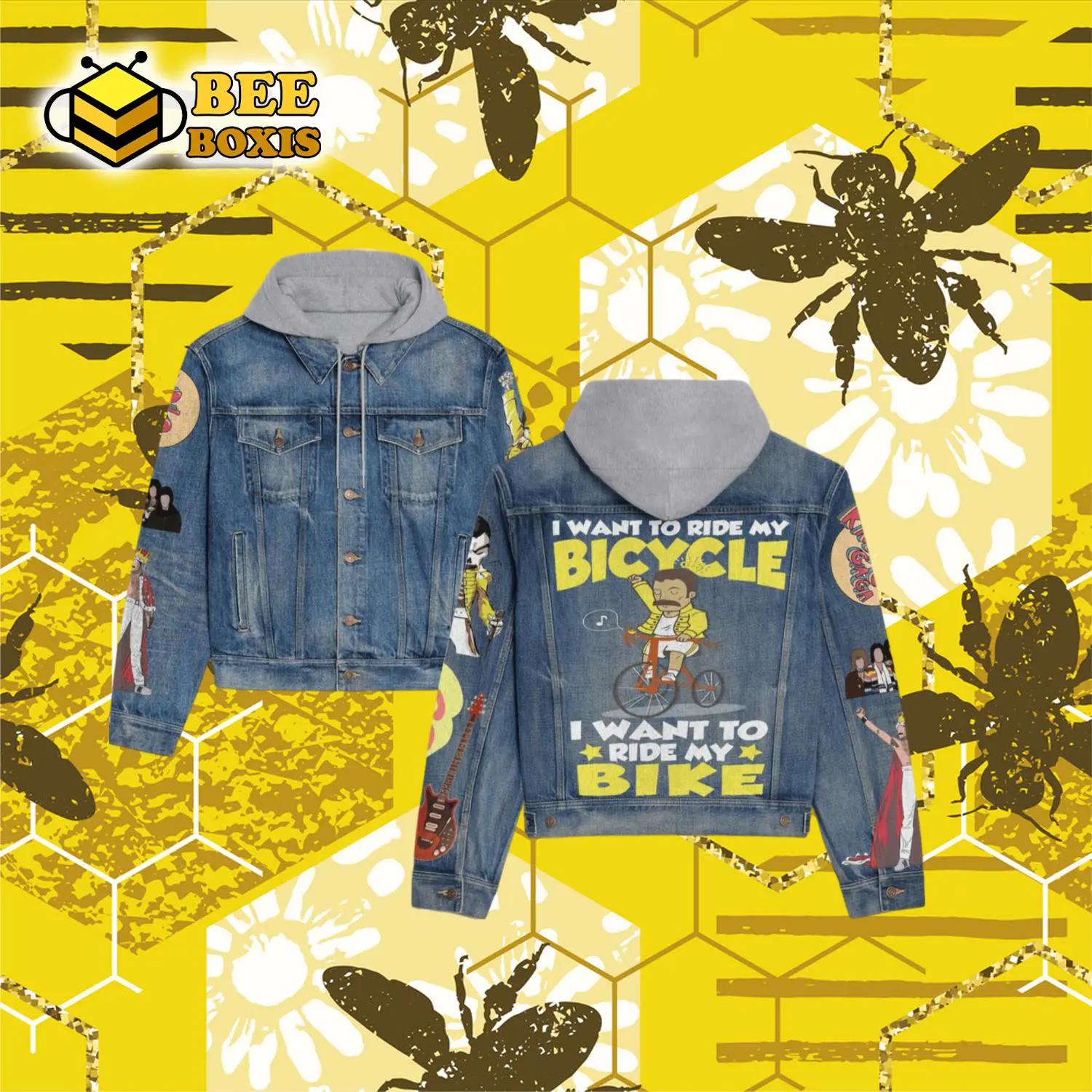 I want to ride my bicycle i want to ride my bike portrait design hooded denim jacket.png