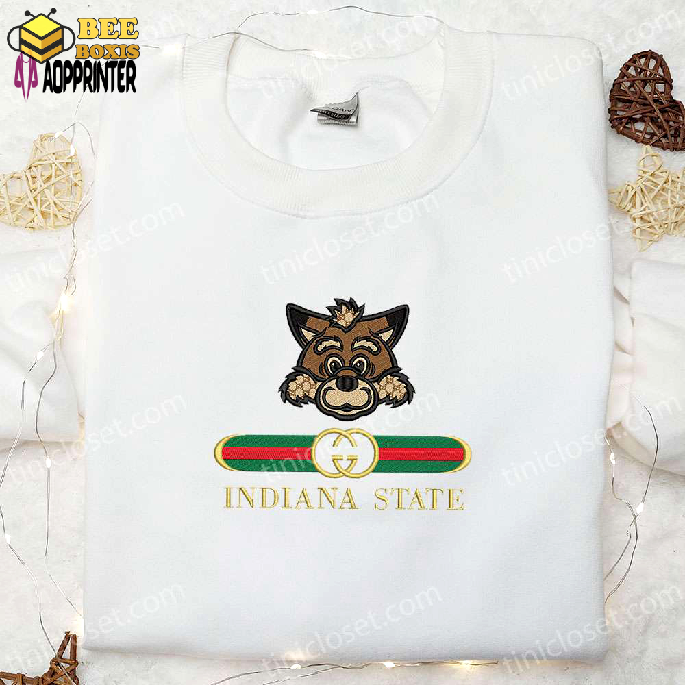 Indiana state sycamores x gucci embroidered shirt & hoodie: ultimate ncaa sports gift idea