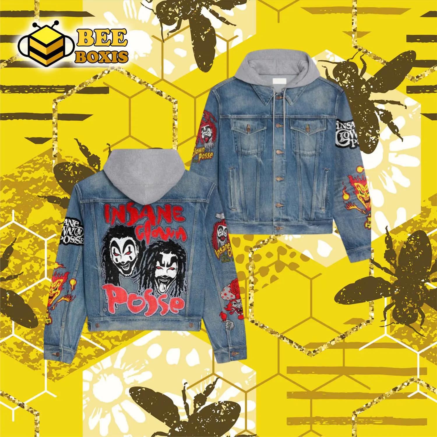 Insane clown posse ghostly design hooded denim jacket.png