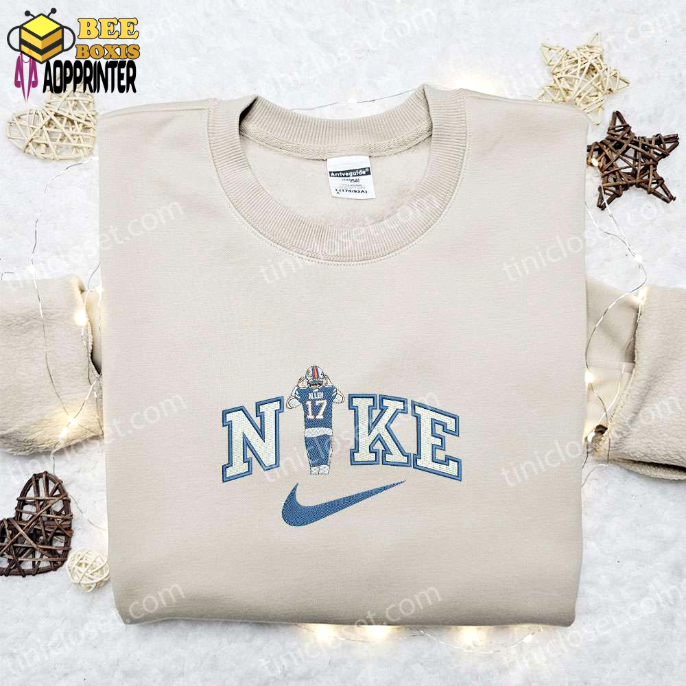 Josh allen x nike embroidered shirt & hoodie: ultimate nfl sports fandom gift