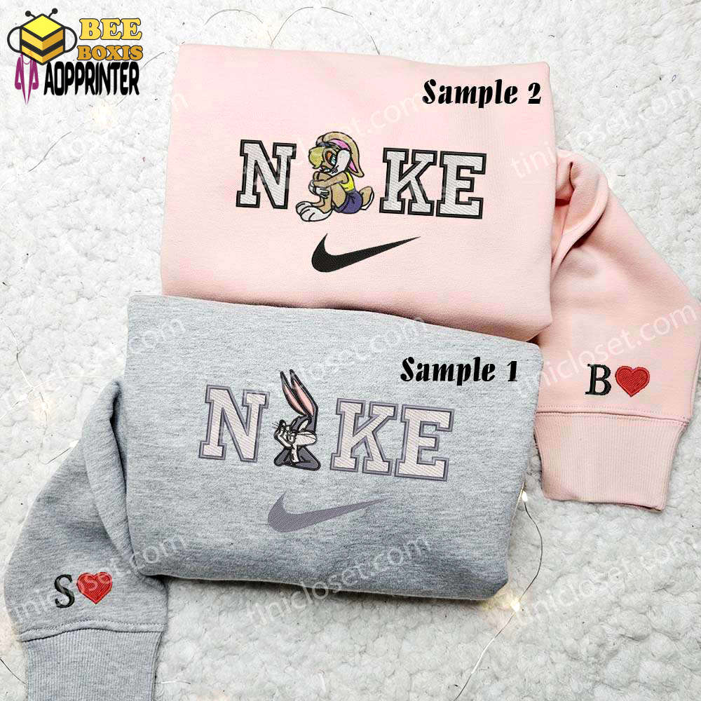 Lola & bugs bunny embroidered couples shirts: playful & stylish matching outfits