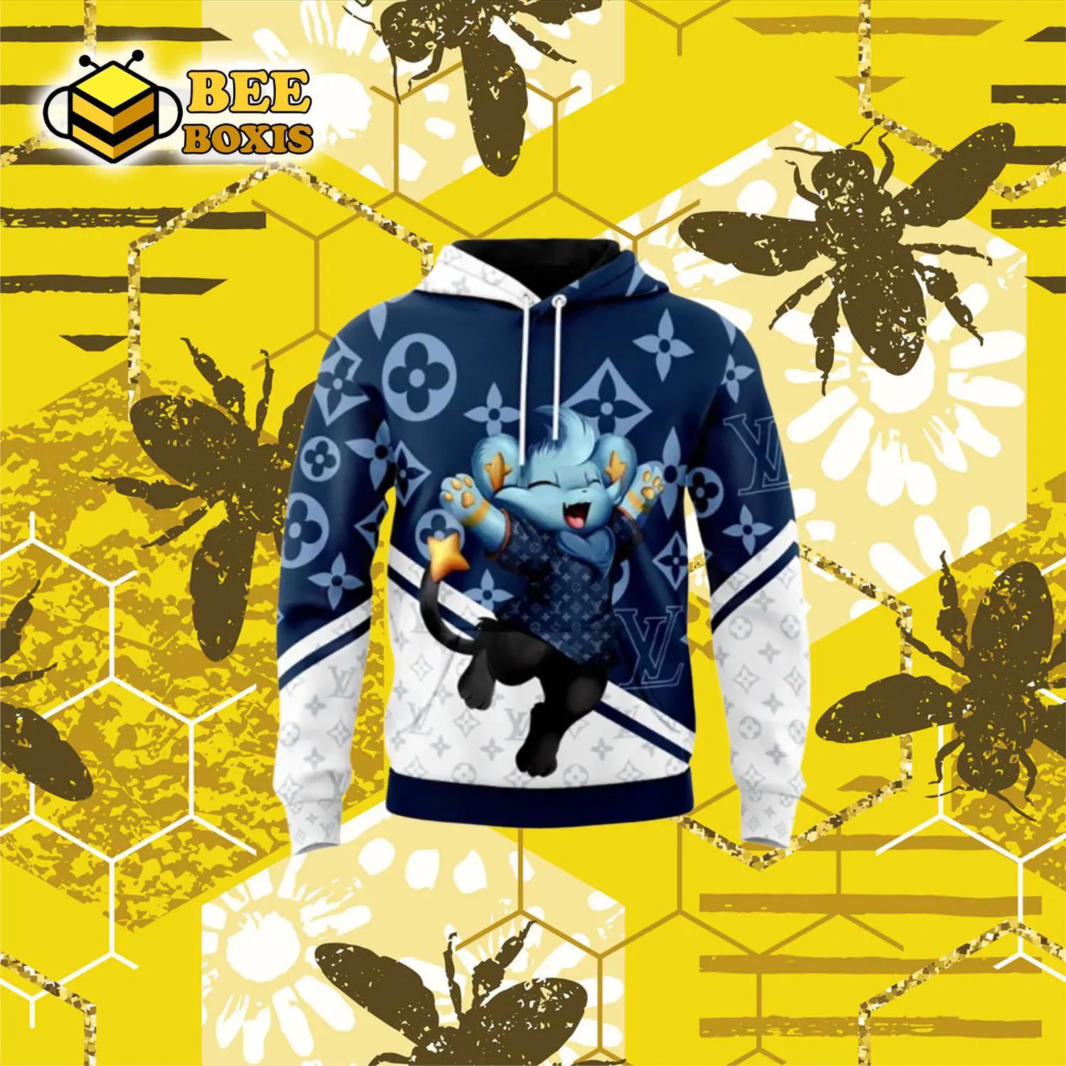 Louis vuitton animal white blue unisex hoodie outfit for men women luxury brand clothing special gift