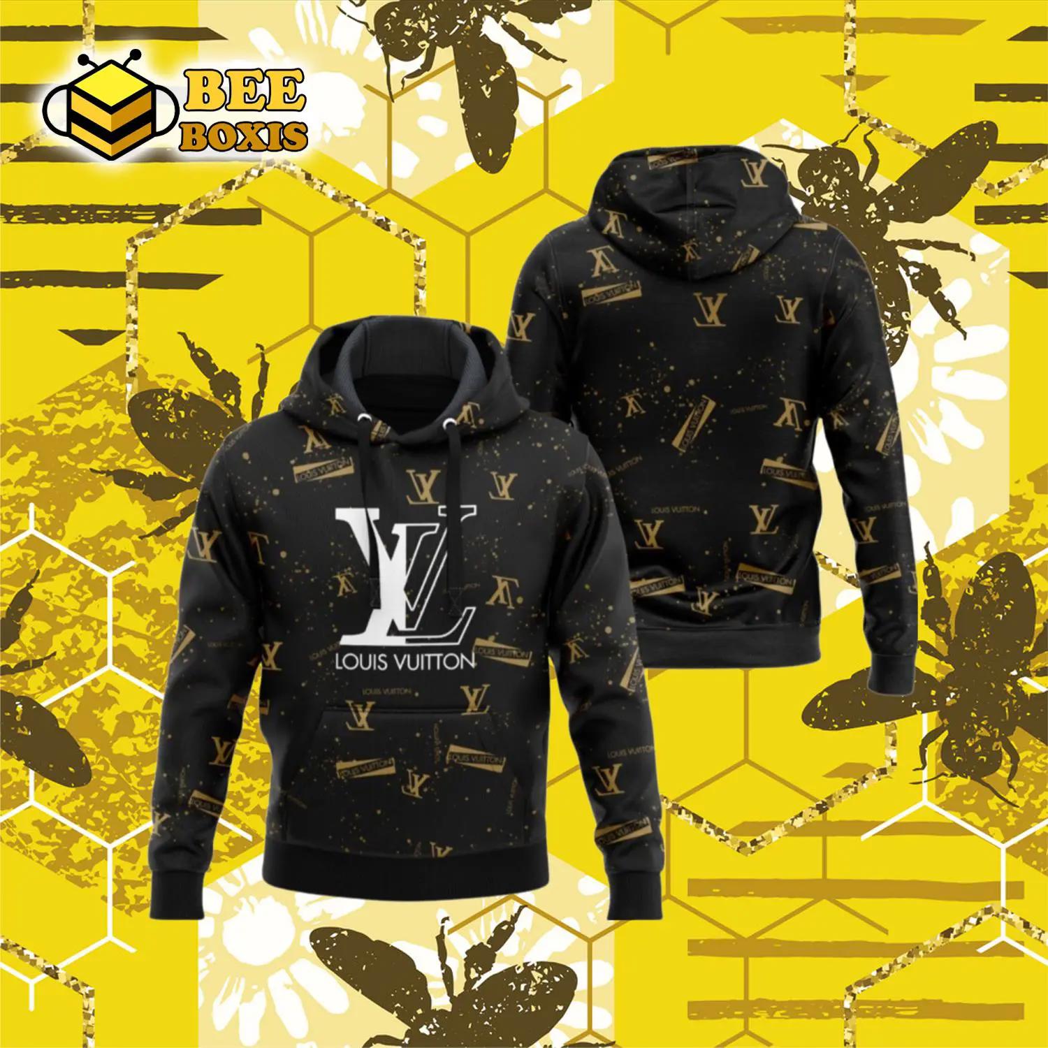Louis vuitton black yellow logo fashion luxury brand hoodie for men women
