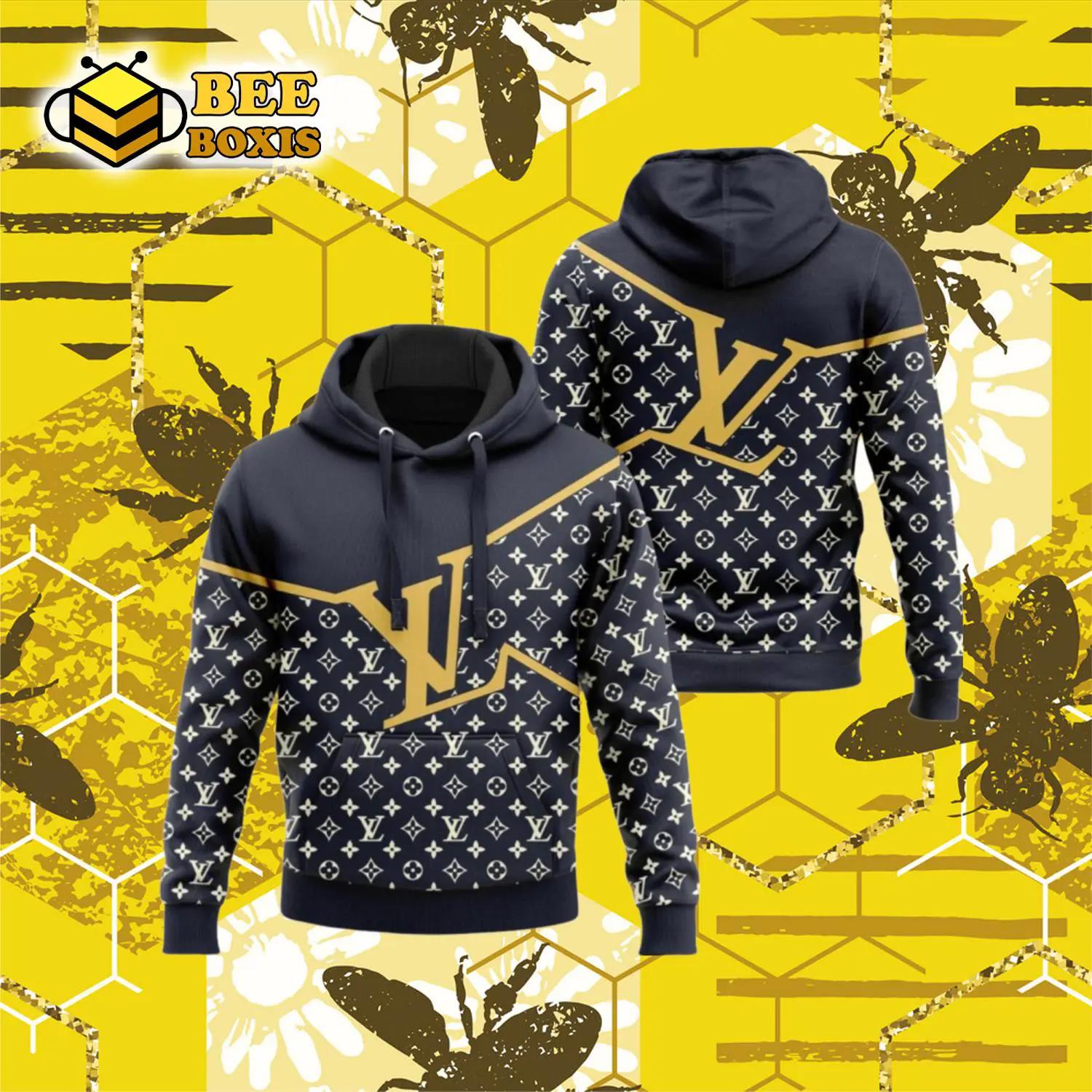 Louis vuitton black yellow logo luxury unisex premium hoodie luxury brand outfit for men women