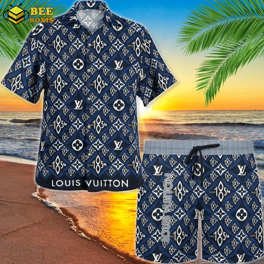 Louis vuitton blue luxury brand fashion hawaii set for men