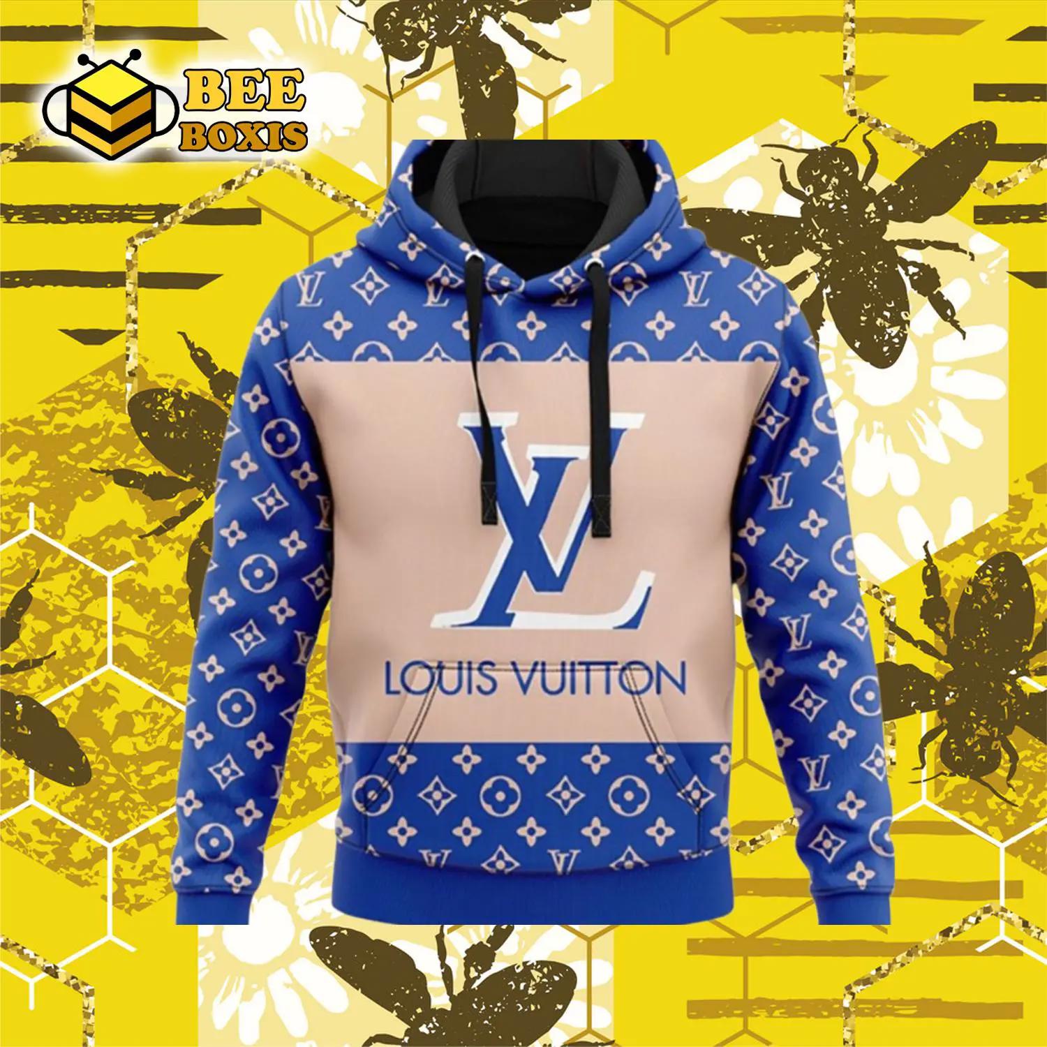 Louis vuitton blue unisex hoodie for men women lv luxury brand clothing clothes outfit