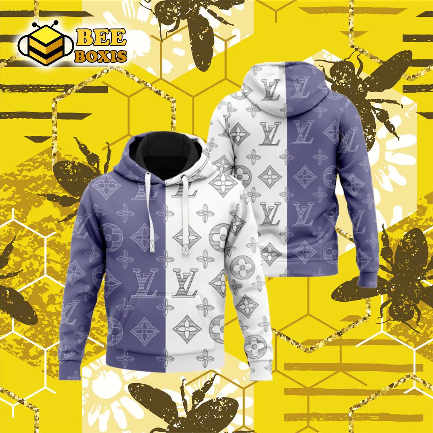 Louis vuitton blue white luxury unisex hoodie luxury brand outfit for men women