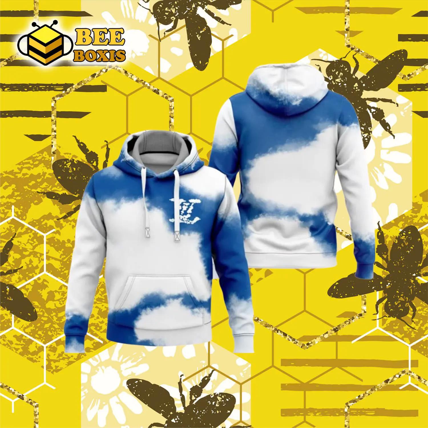 Louis vuitton blue white luxury unisex premium hoodie luxury brand outfit for men women