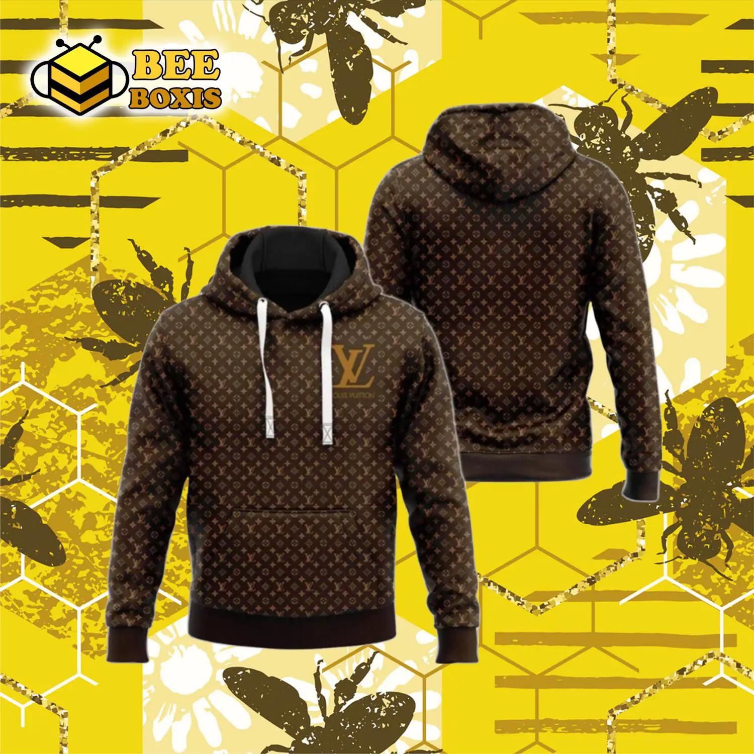 Louis vuitton brown logo luxury brand unisex hoodie for men women