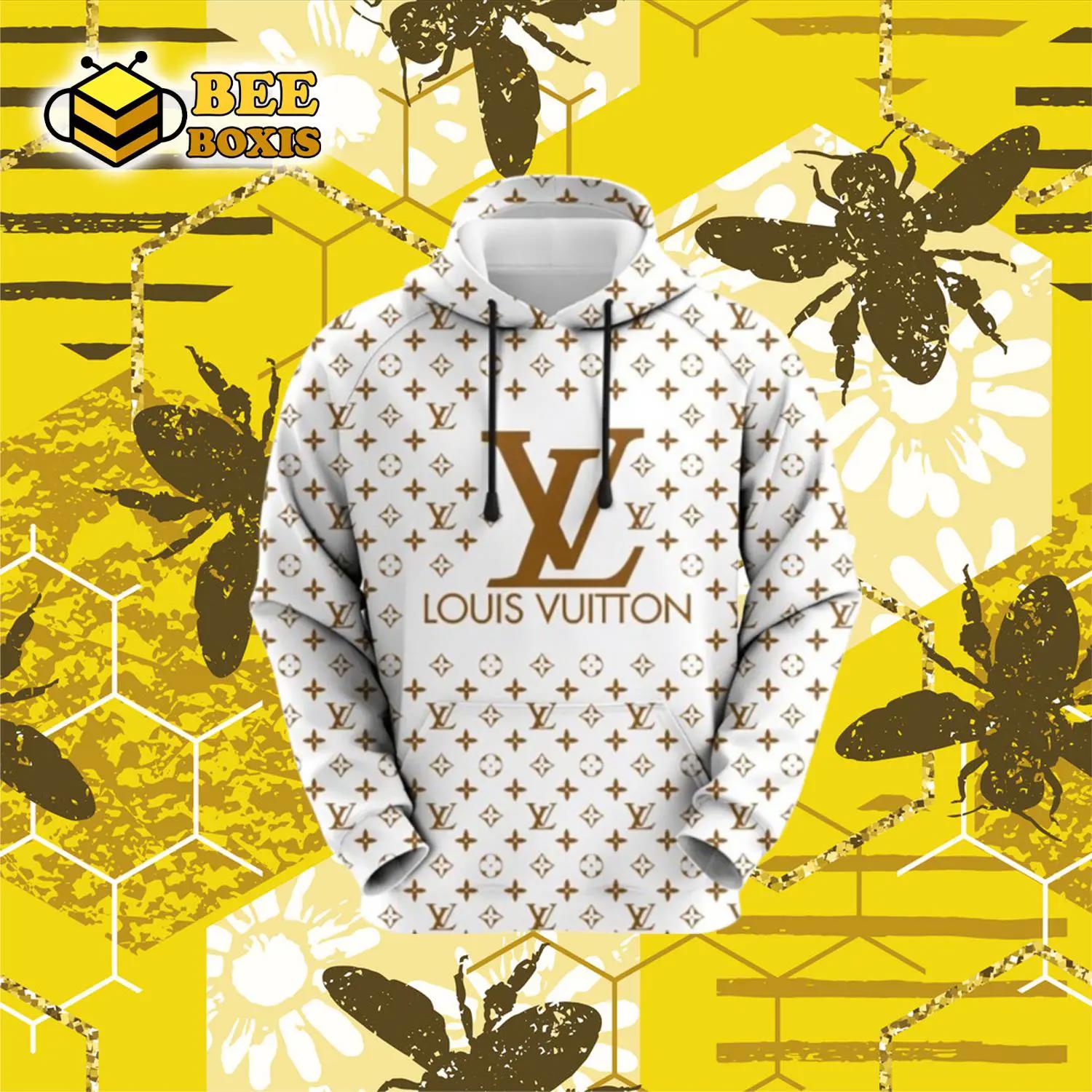 Louis vuitton brown white unisex hoodie for men women luxury brand lv clothing clothes outfit