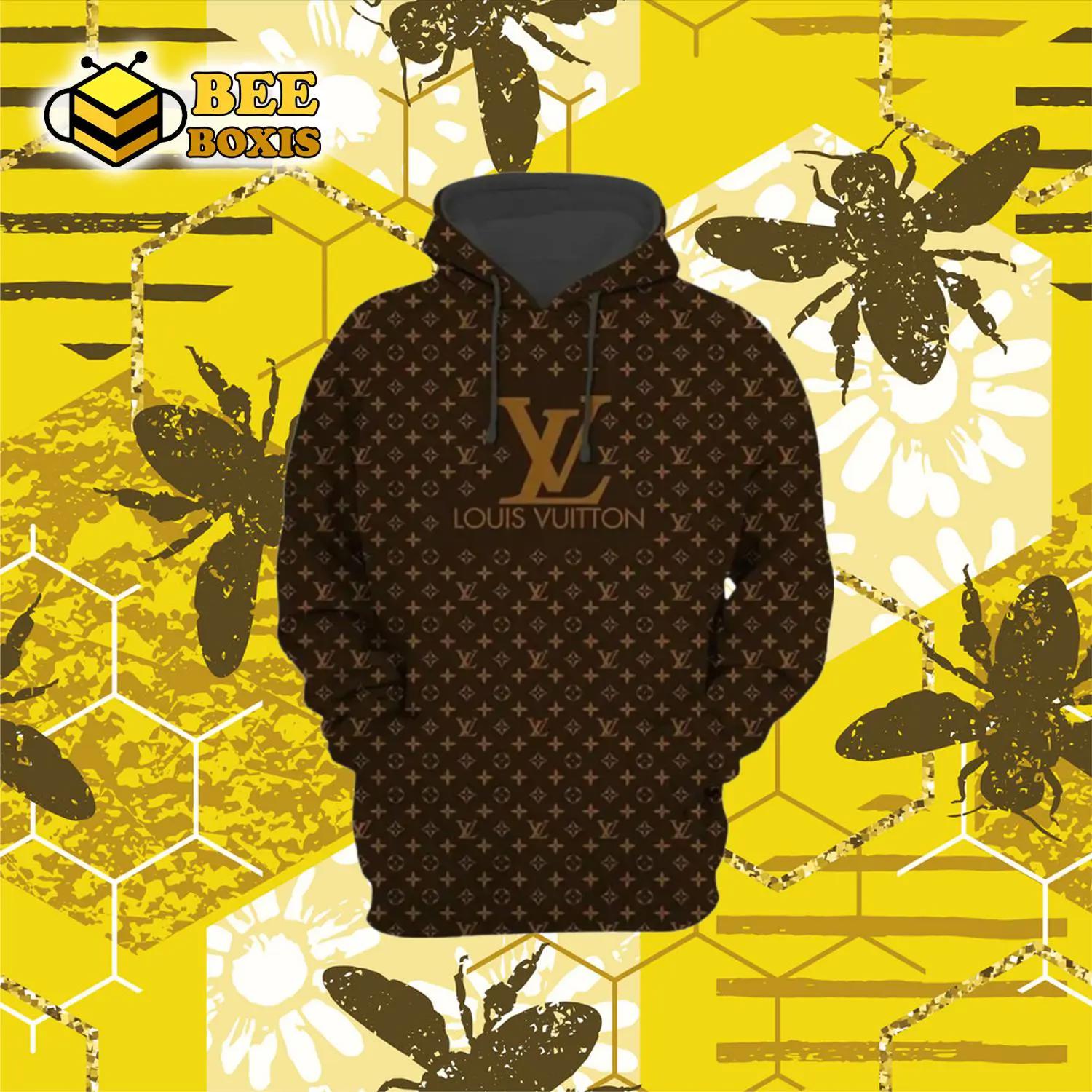 Louis vuitton fashion luxury brand brown monogram unisex hoodie for men women