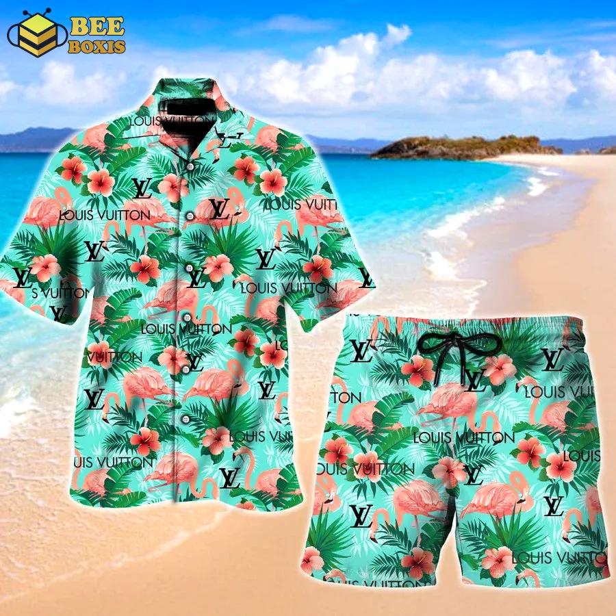 Louis vuitton flamingo premium hawaii set luxury brand fashion for men