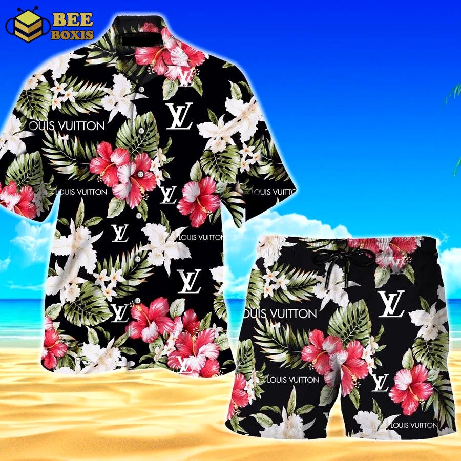 Louis vuitton flower hawaii set luxury brand fashion for men