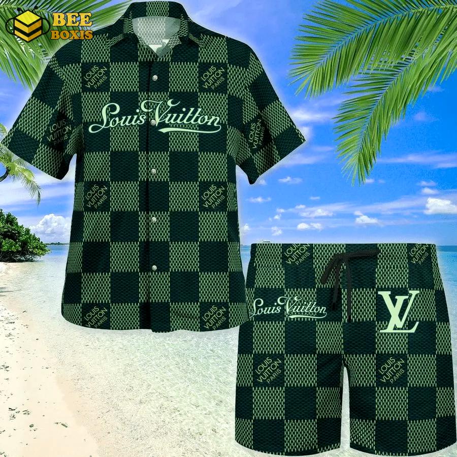 Louis vuitton green luxury brand fashion hawaii set for men