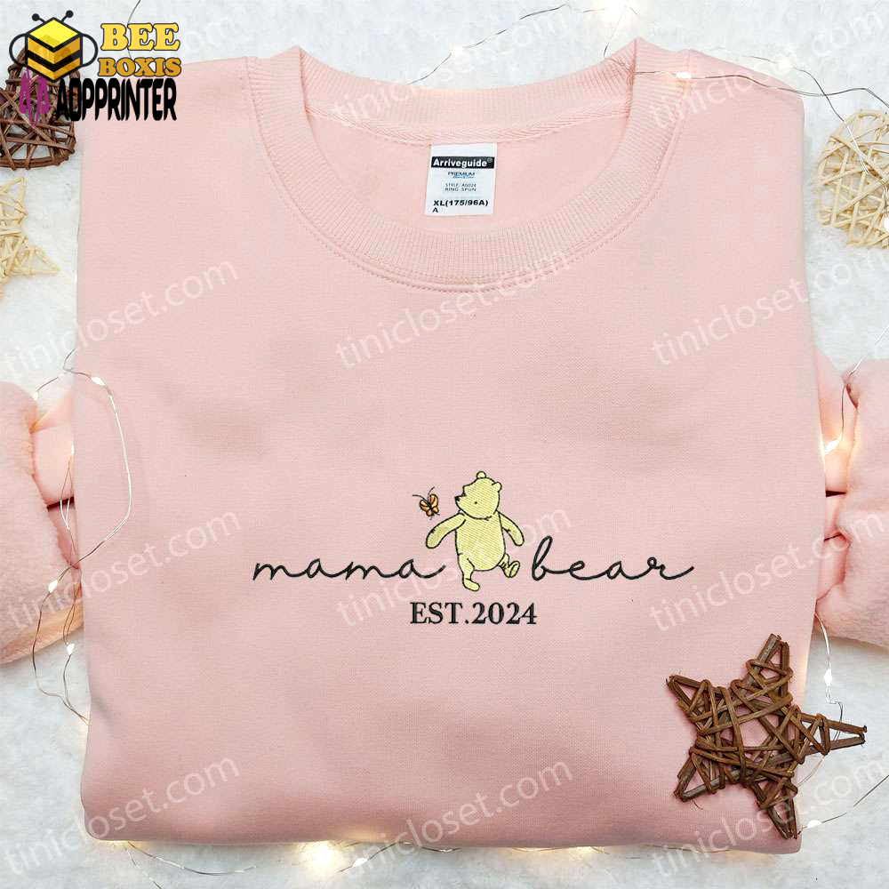 Mama bear est 2024 embroidered shirt & mother s day hoodie: perfect gift for mom