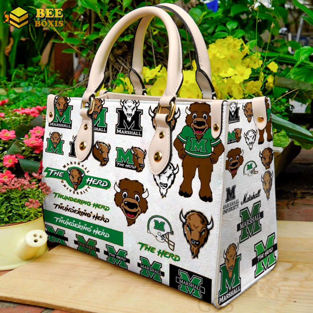 Marshall thundering herd leather handbag for women gift