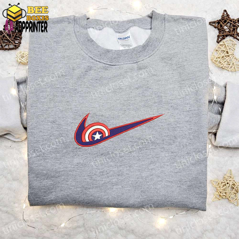 Marvel baseball classic cap men hattain america x swoosh embroidered hoodie & shirt: best family gift ideas