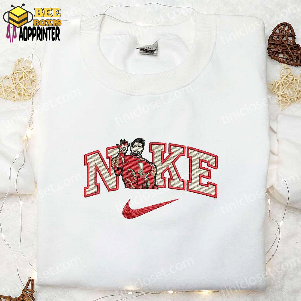 Marvel iron man movie shirt: embroidered design for fans – shop now!