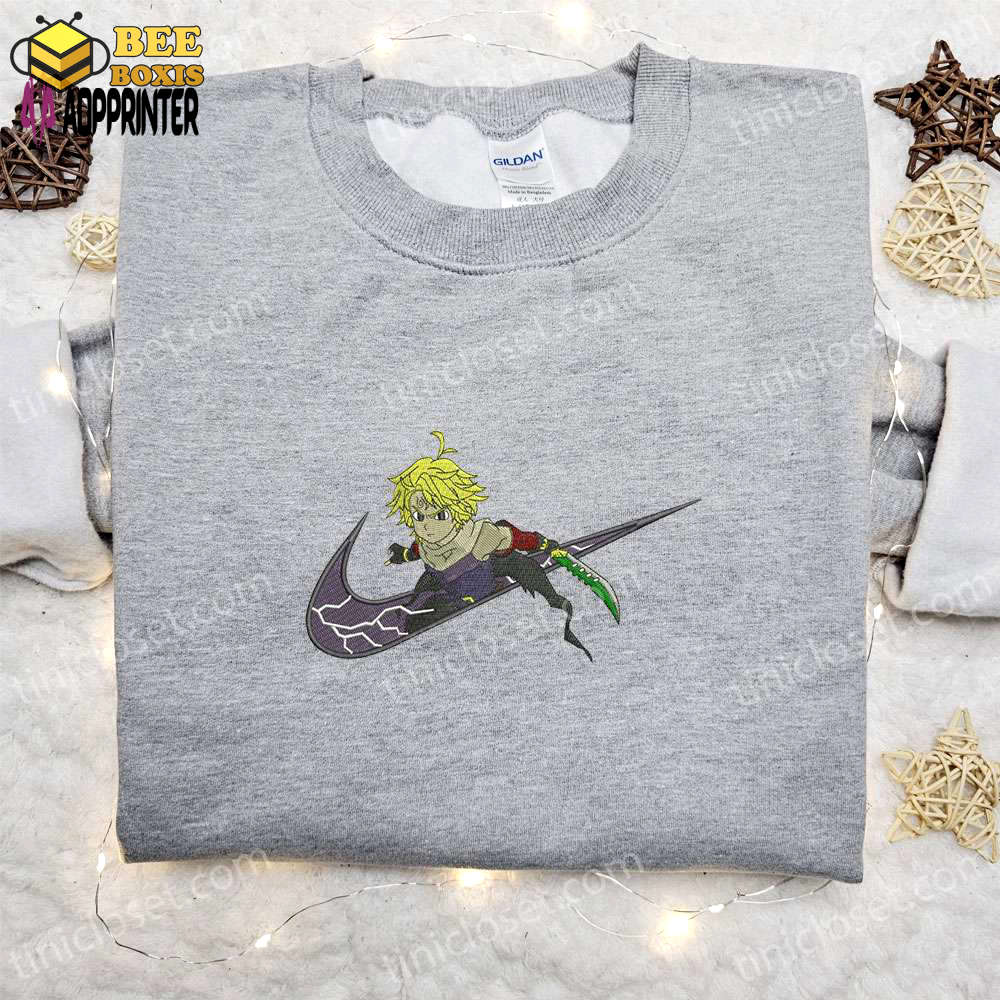Meliodas x nike swoosh anime hoodie: best gift idea with nike inspired embroidery