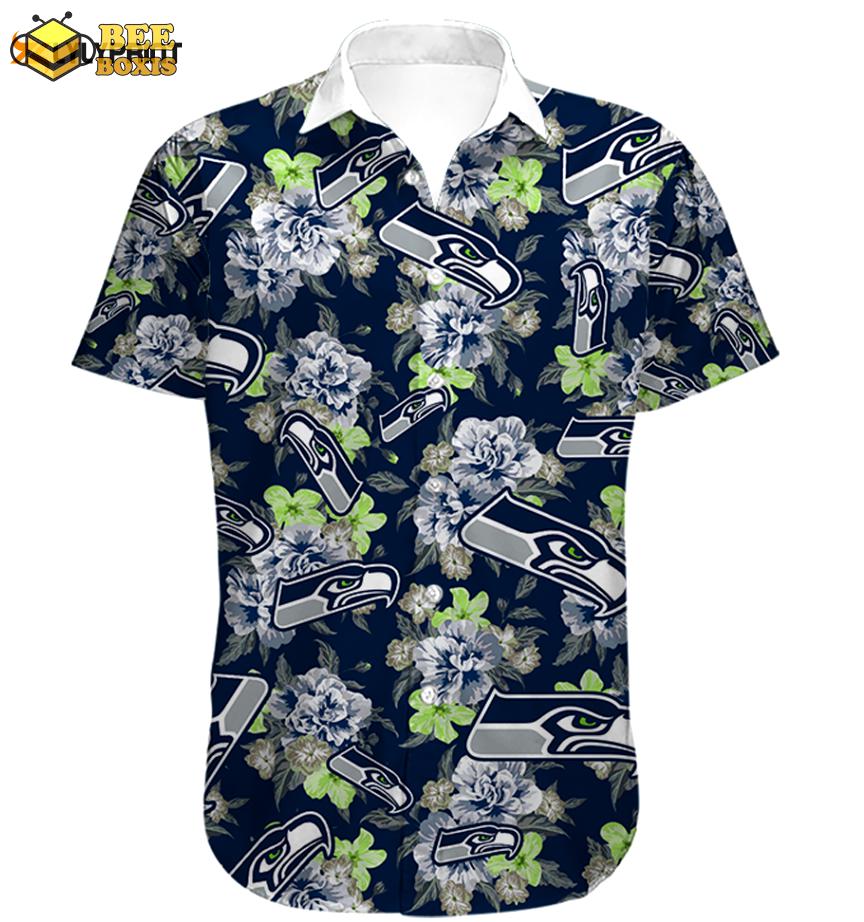 Men’s seattle seahawks hawaiian shirt tropical