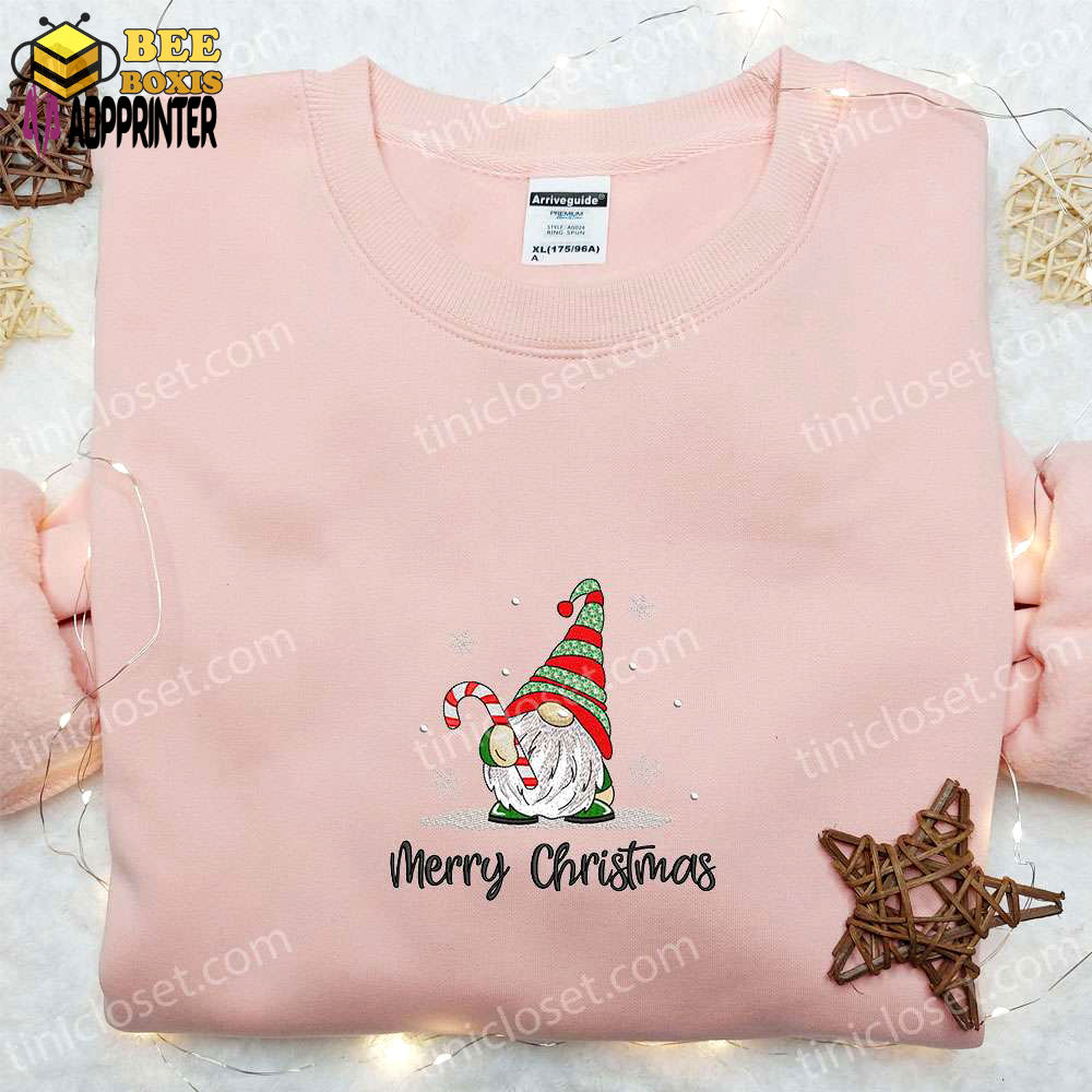 Merry christmas gnome candy cane shirt & hoodie: perfect family gifts