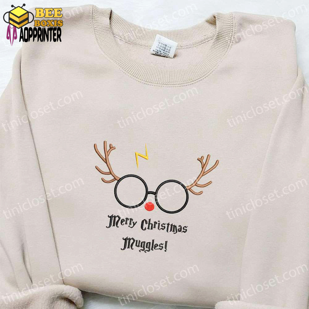 Merry christmas muggle harry potter reindeer shirt & hoodie – best family gifts