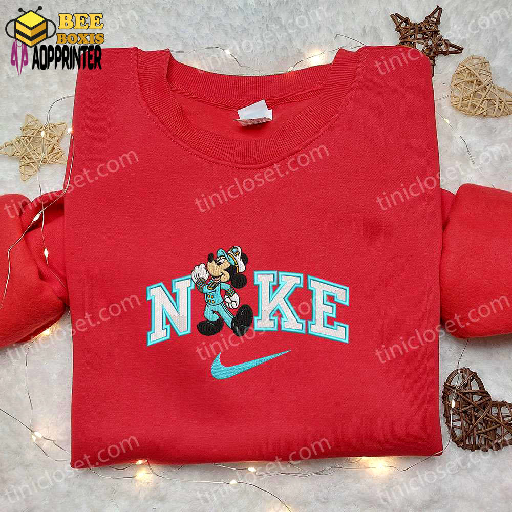 Mickey mouse cruise x nike embroidered shirt: disney characters & nike inspired hoodie