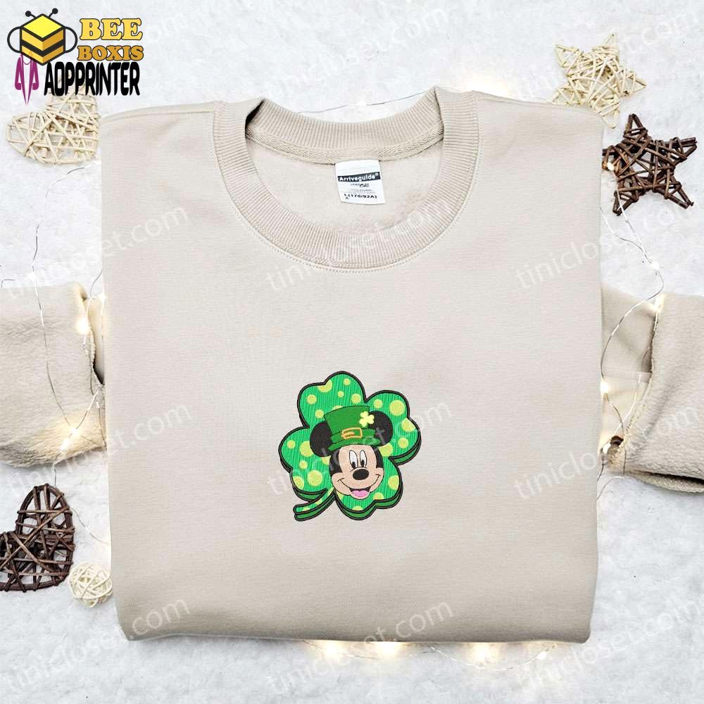 Mickey mouse saint patrick’s day embroidered shirt & disney characters hoodie: perfect saint patrick’s day gift idea!
