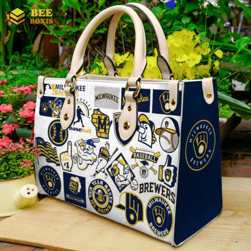 Milwaukee brewers leather handbag gift for women