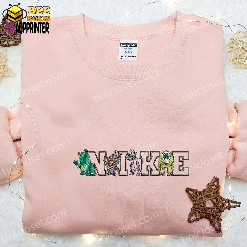 Monster inc team x nike cartoon embroidered tshirt – unique nike inspired shirt perfect family gift