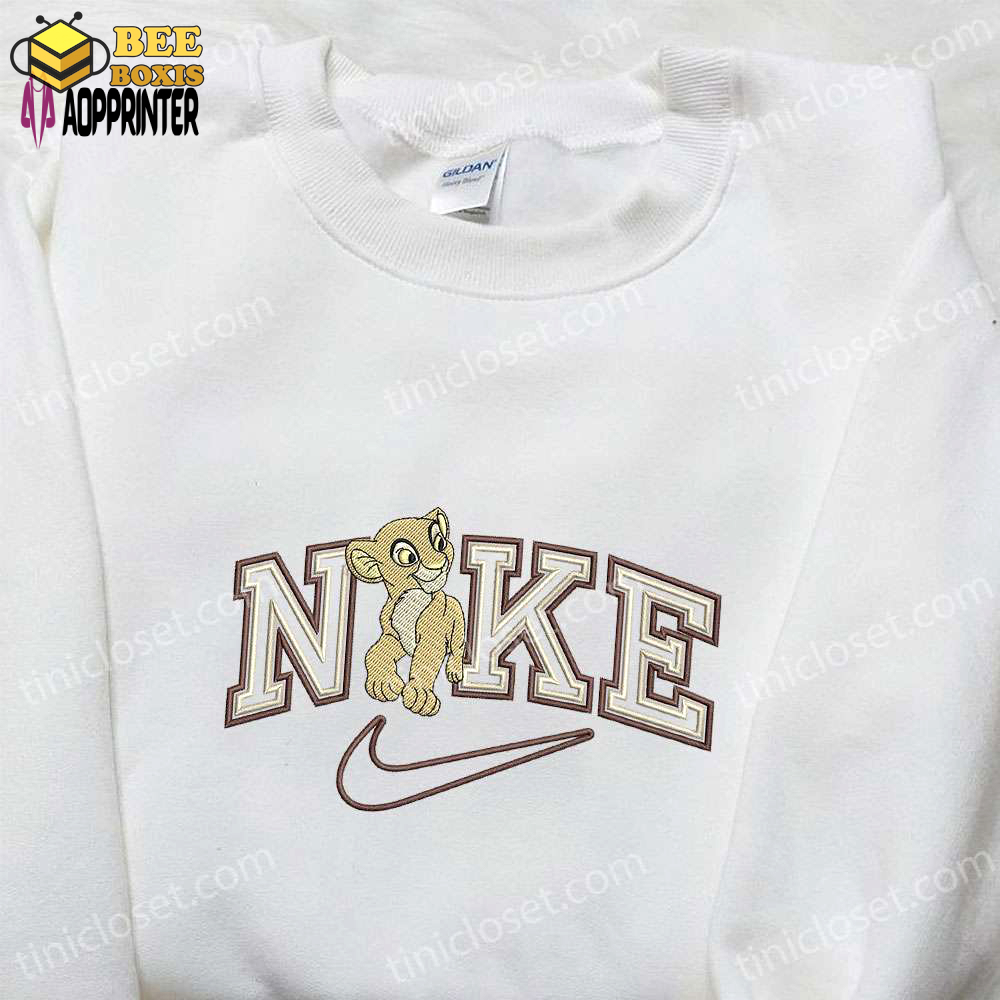 Nala x nike cartoon embroidered sweatshirt – disney characters & nike inspired shirt