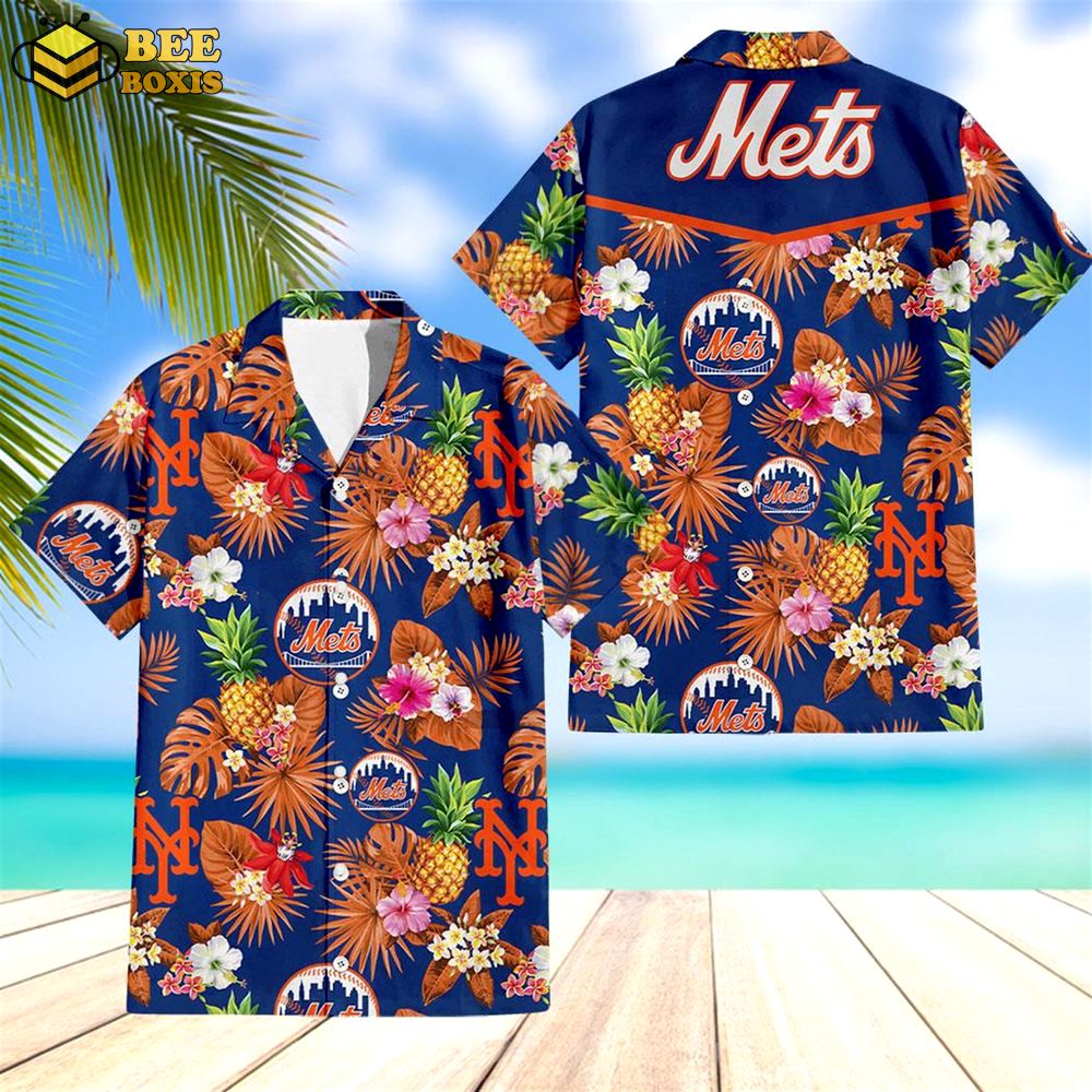 New york mets pineapple tropical hawaiian shirt