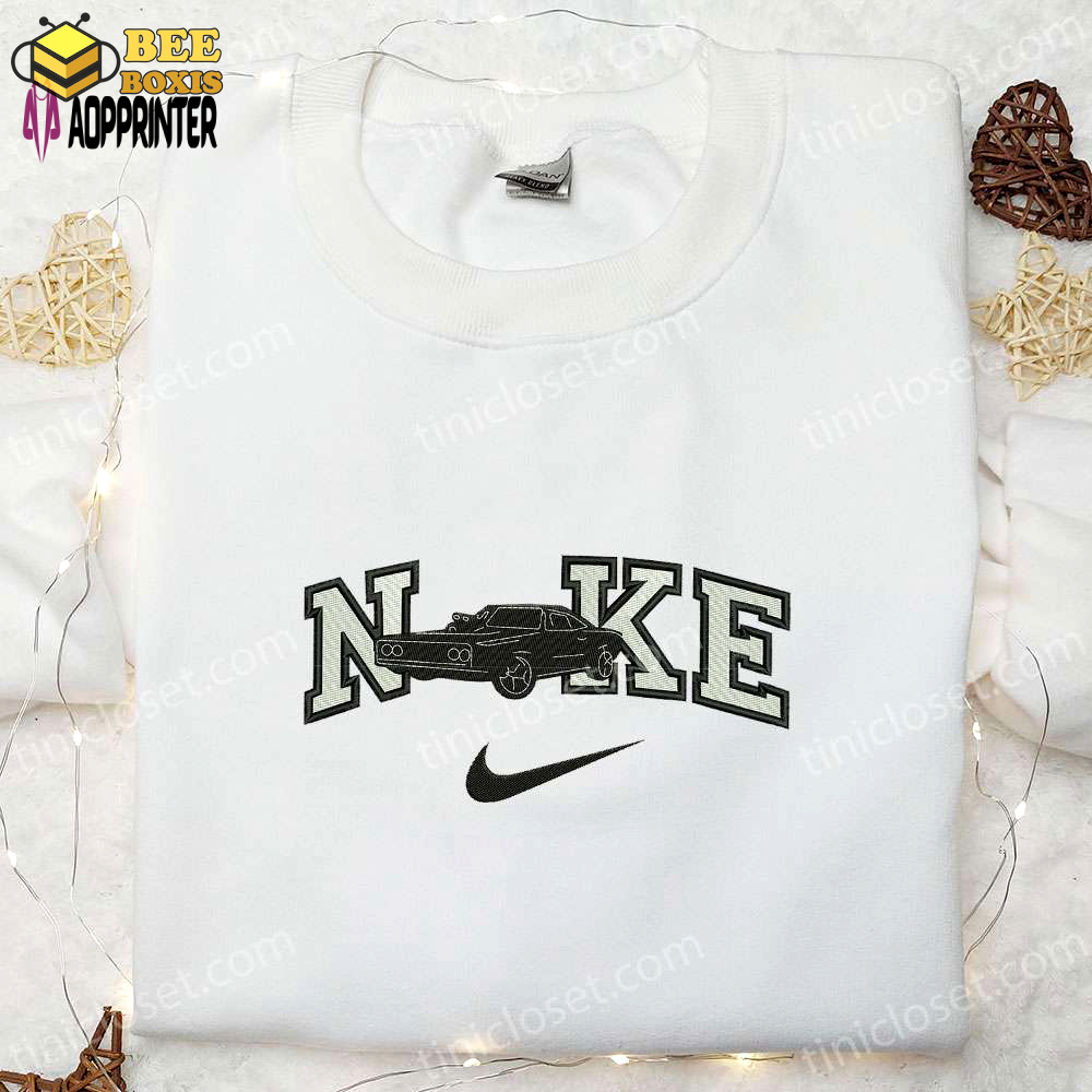 Nike inspired black car embroidered shirt & transportation hoodie: unique gift idea