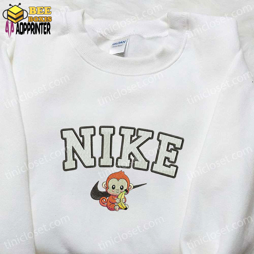 Nike-inspired monkey animal embroidered tshirt: perfect family gift