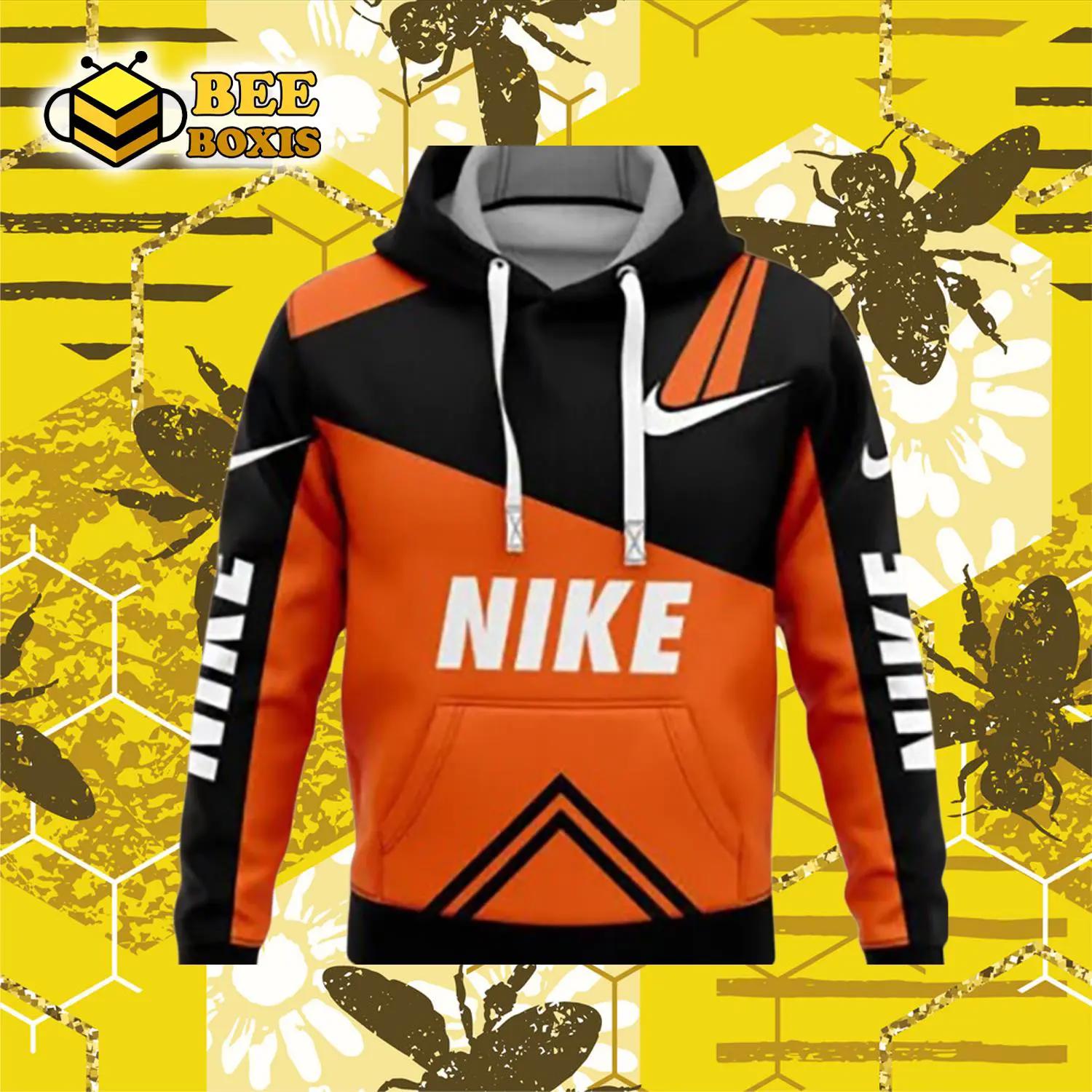 Nike logo orange black unisex hoodie for men women luxury brand clothing clothes outfit