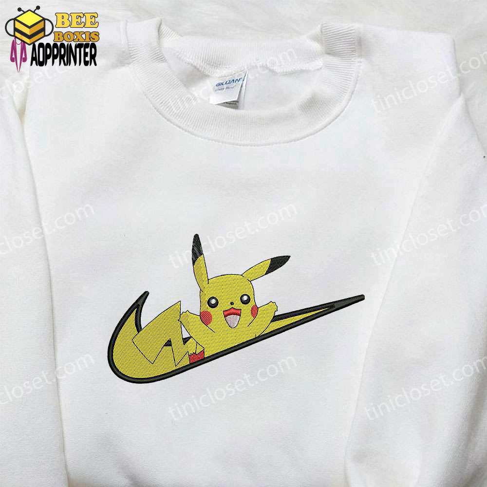 Nike swoosh x pikachu embroidered sweatshirt: pokemon inspired shirt